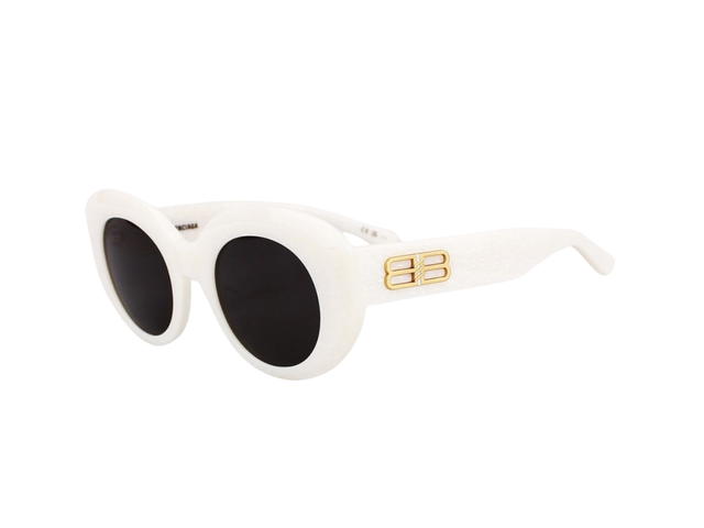 Balenciaga Balenciaga BB0235S-004-52 Sunglasses In White Acetate Frame-Gold BB With Grey Lenses - view 4