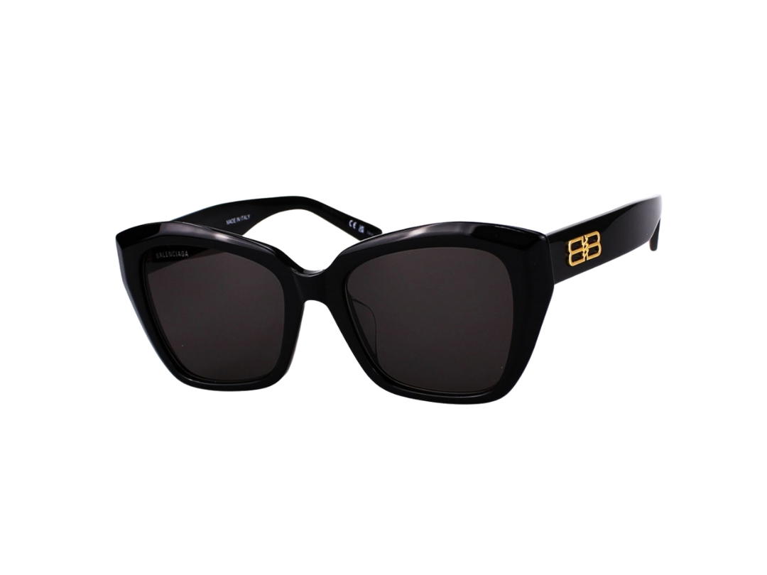 Balenciaga Balenciaga BB0273SA-001-55 Sunglasses In Black Acetate Frame-Gold BB With Grey Lenses
