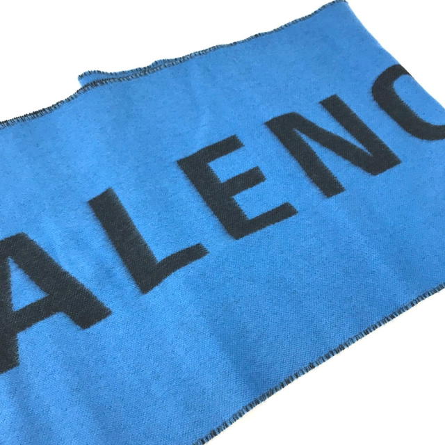 Balenciaga BALENCIAGA Bicolor logo  Scarf wool blue/Black - view 4