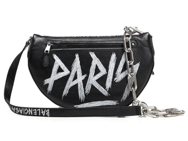 Balenciaga Balenciaga Black And White Souvenir XS Graffiti Leather Belt Bag - view 2