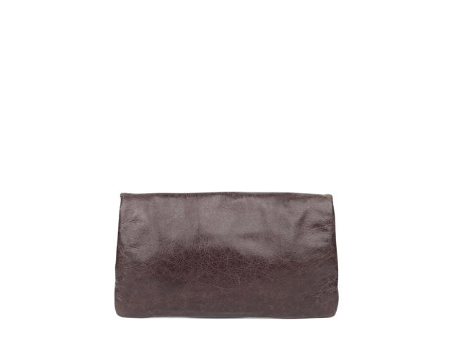Balenciaga Balenciaga Brown Envelope Clutch In aged lambskin leather With Stud-Buckle Detail - view 2