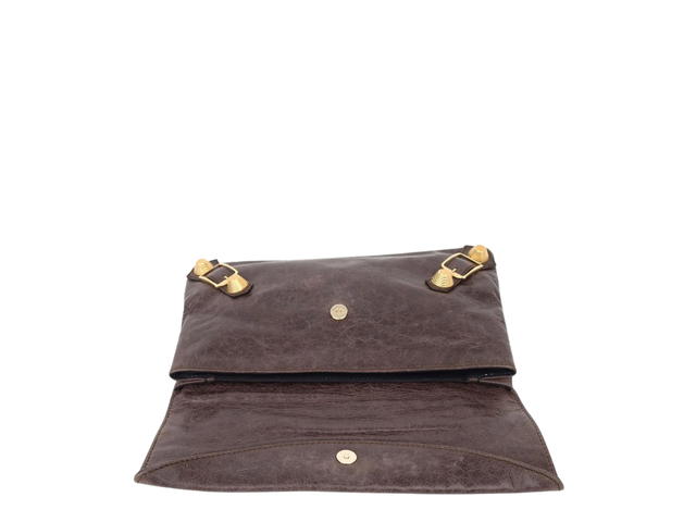 Balenciaga Balenciaga Brown Envelope Clutch In aged lambskin leather With Stud-Buckle Detail - view 3