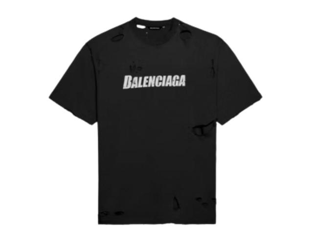 Balenciaga Balenciaga Caps Destroyed Flatground T-shirt Black - view 1