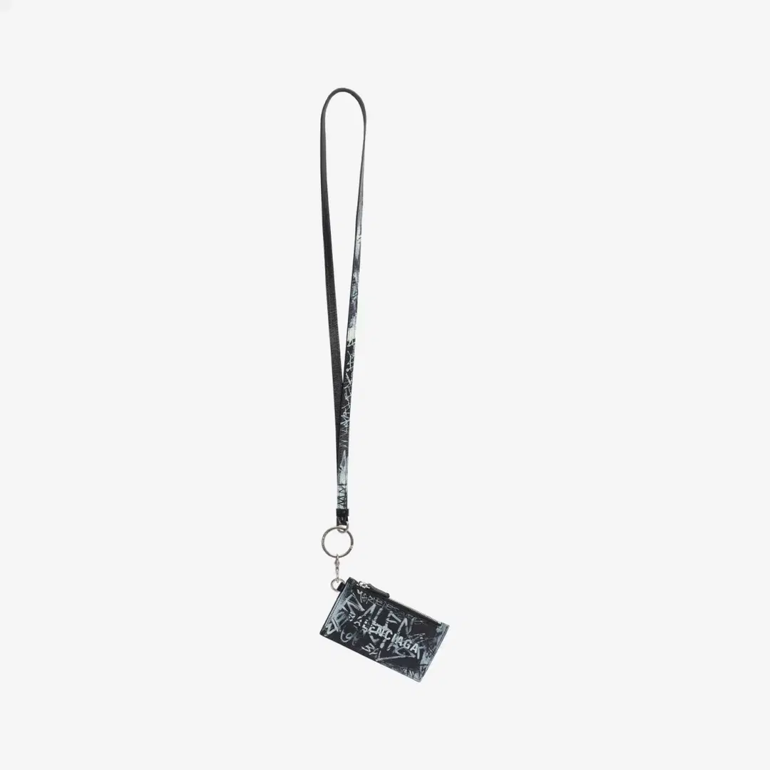 Balenciaga Balenciaga Cash Card Case On Keyring Graffiti Black