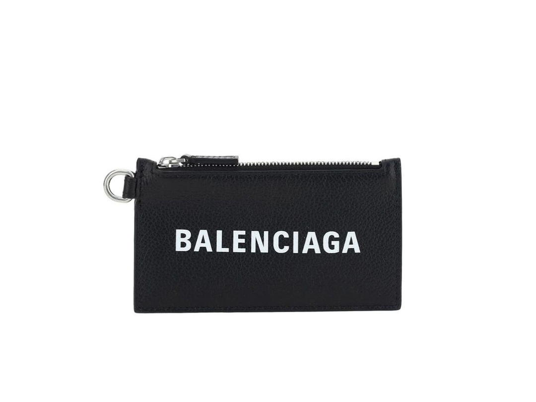 Balenciaga Balenciaga Cash Keyring Card Holder In Small Grain Calfskin Black