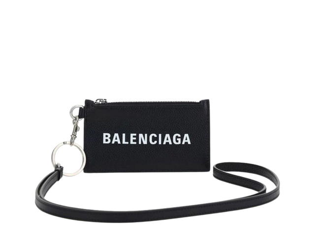 Balenciaga Balenciaga Cash Keyring Card Holder In Small Grain Calfskin Black - view 3