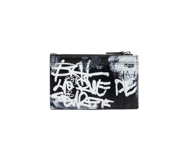 Balenciaga Balenciaga Cash Long Coin And Card Holder Graffiti In Grained Calfskin With Silver Color Hardware Black - view 2
