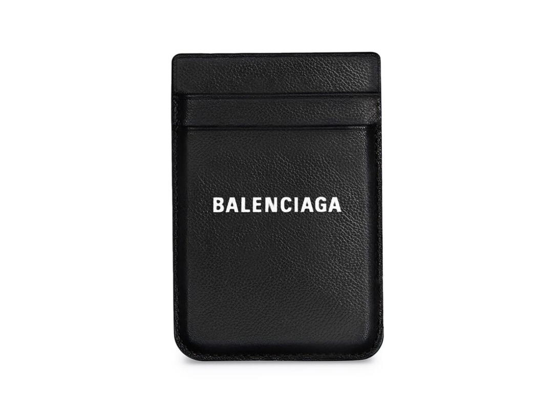 Balenciaga Balenciaga Cash Magnet Card Holder In Grained Calfskin Black-White