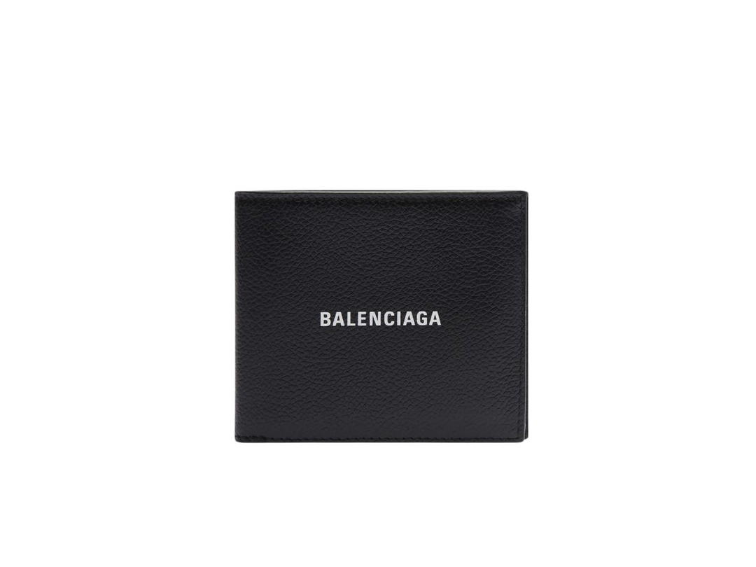 Balenciaga Balenciaga Cash Square Folded Wallet In Grained Calfskin Black White