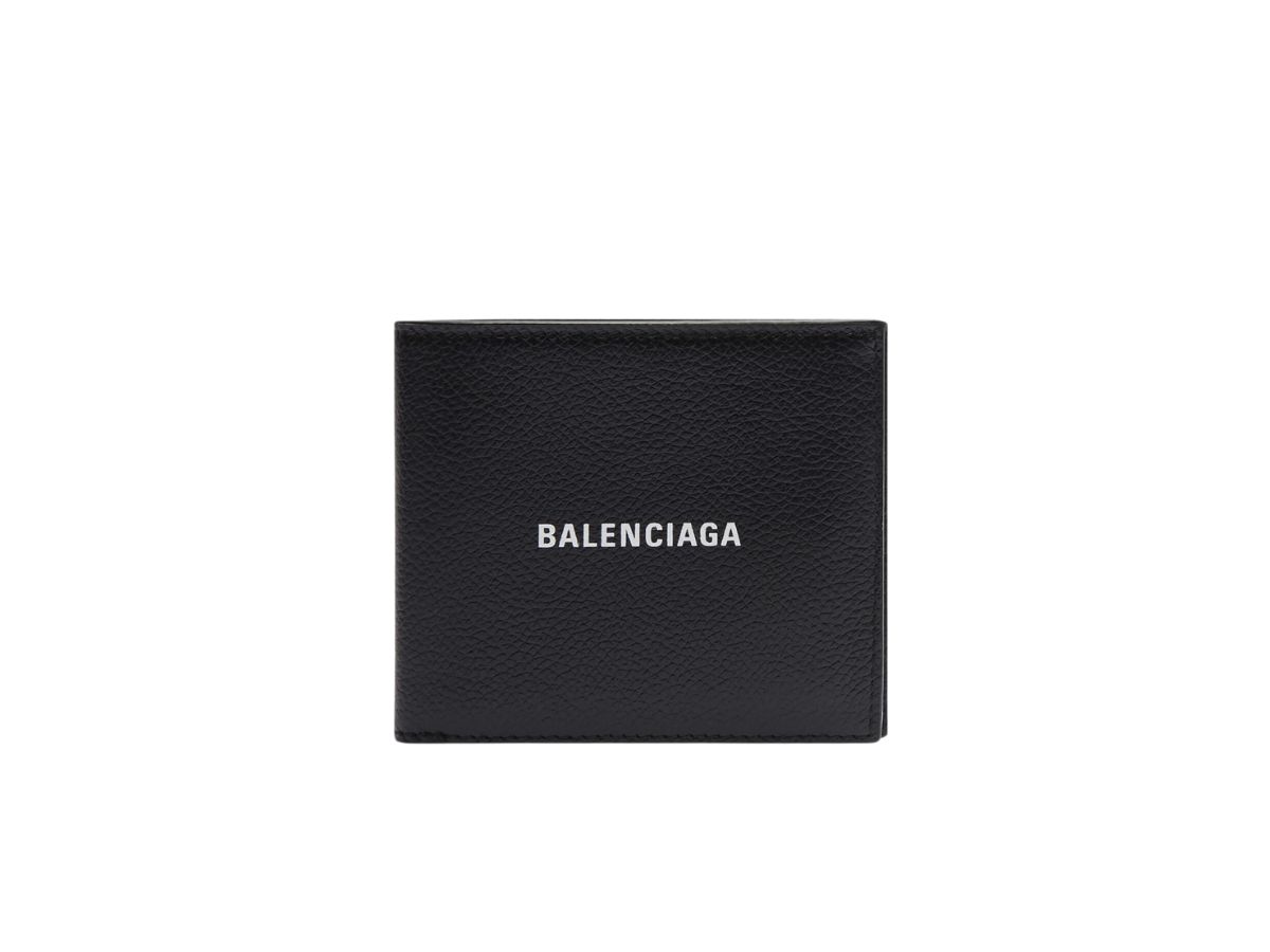 Balenciaga Balenciaga Cash Square Folded Wallet In Grained Calfskin Black White