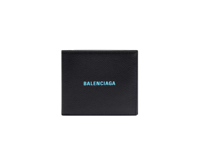 Balenciaga Balenciaga Cash Square Folded Wallet In Grained Calfskin With 8 Card Slot 2 Bill Compartments Black Blue - view 1