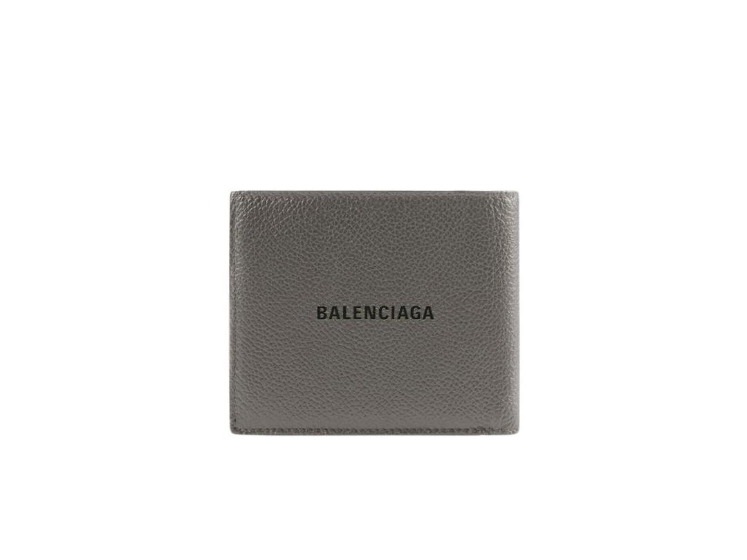 Balenciaga Balenciaga Cash Square Folded Wallet In Grained Calfskin With 8 Card Slots 2 Bill Pockets Dark Grey Black
