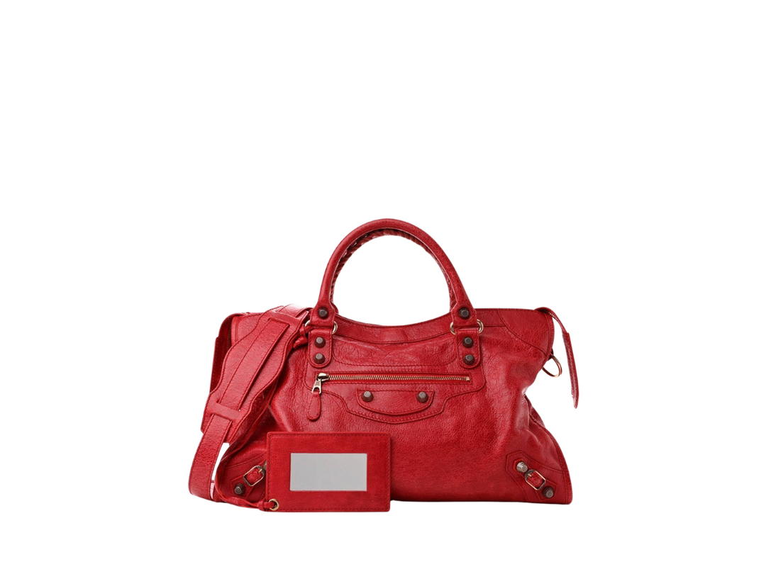 Balenciaga Balenciaga City Agneau Giant 12 In Leather With Rose Gold Hardware Rouge Coquelicot