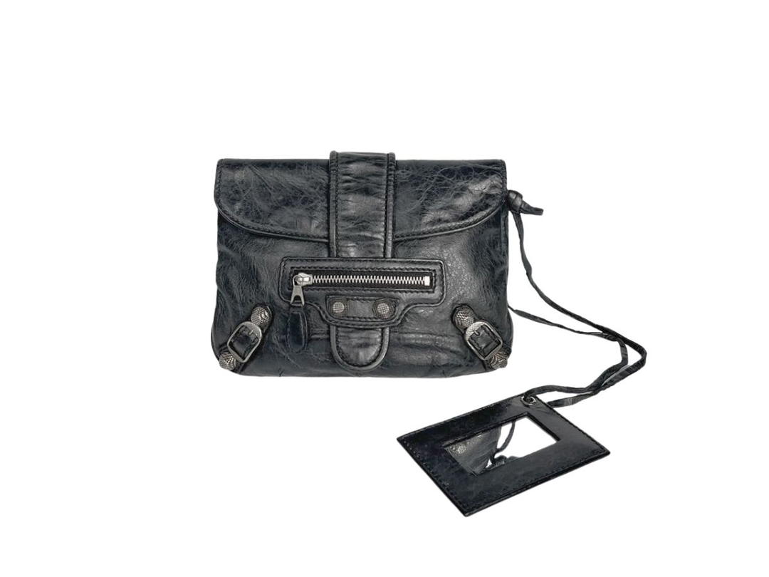 Balenciaga Balenciaga City Anthracite Leather Clutch Bag Black