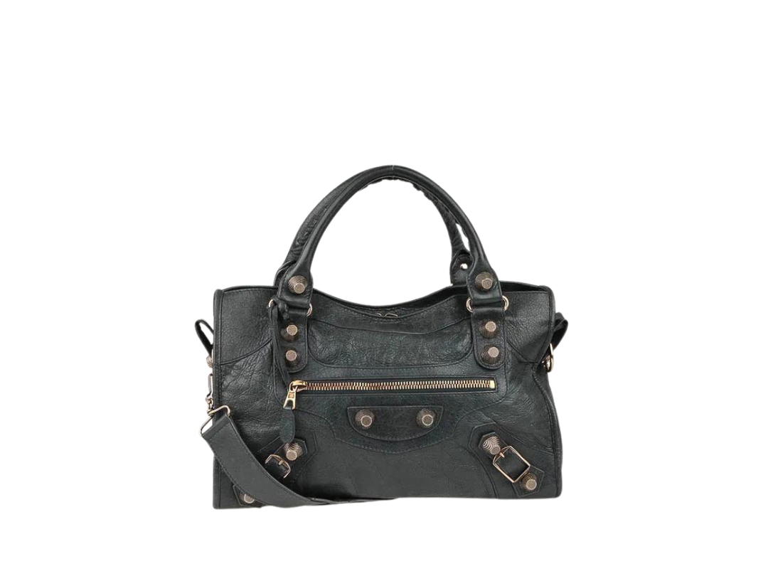 Balenciaga Balenciaga City Bag In Lambskin Leather With Rose Gold Hardware Anthracite