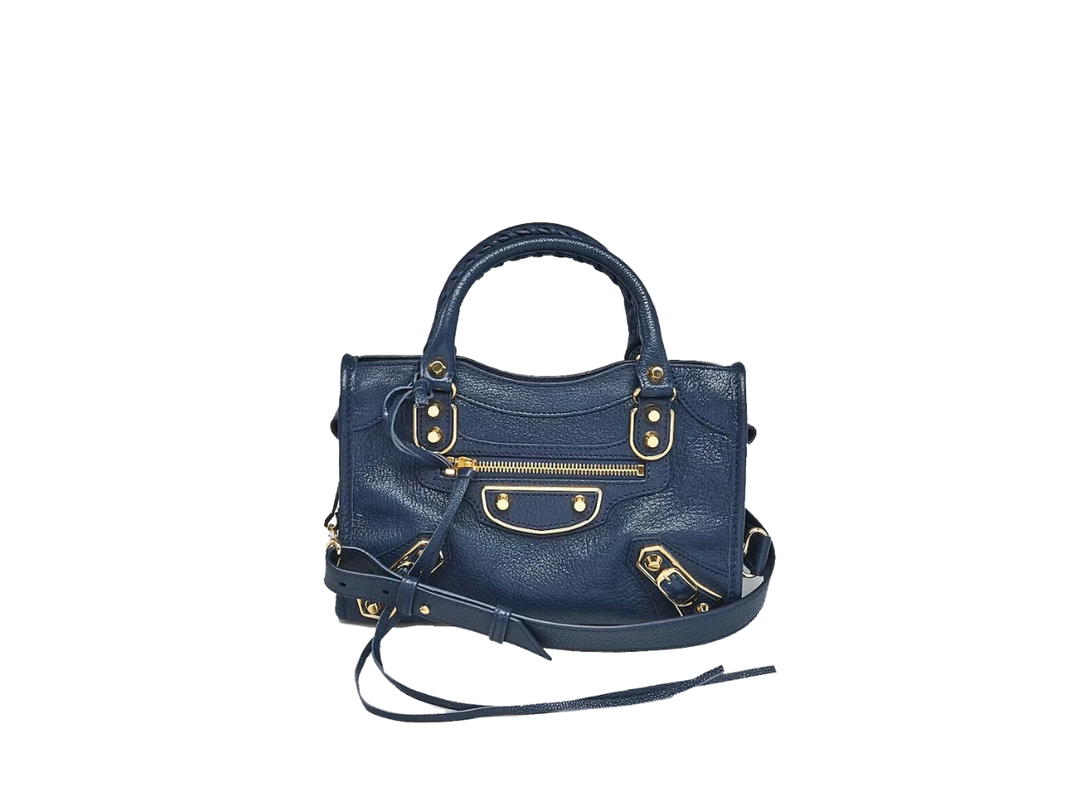 Balenciaga Balenciaga City Edge Mini Bag In Leather With Gold-Tone Hardware Navy Blue