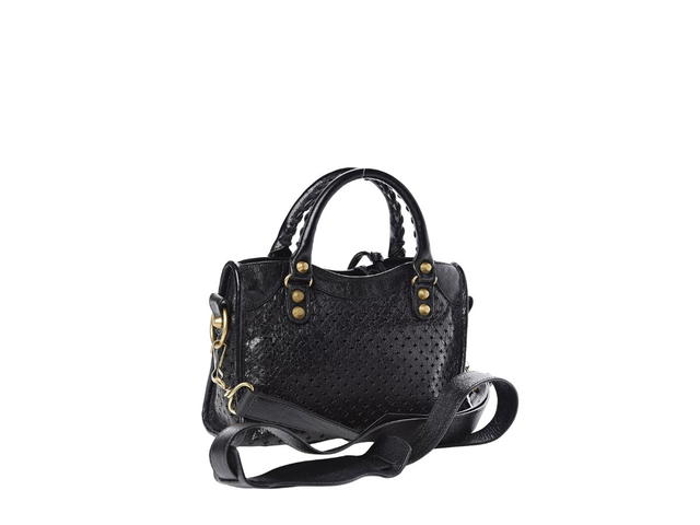 Balenciaga Balenciaga Classic City Perforated Mini Satchel Bag In Agneau Leather With Antique Gold-Tone Hardware Black - view 2