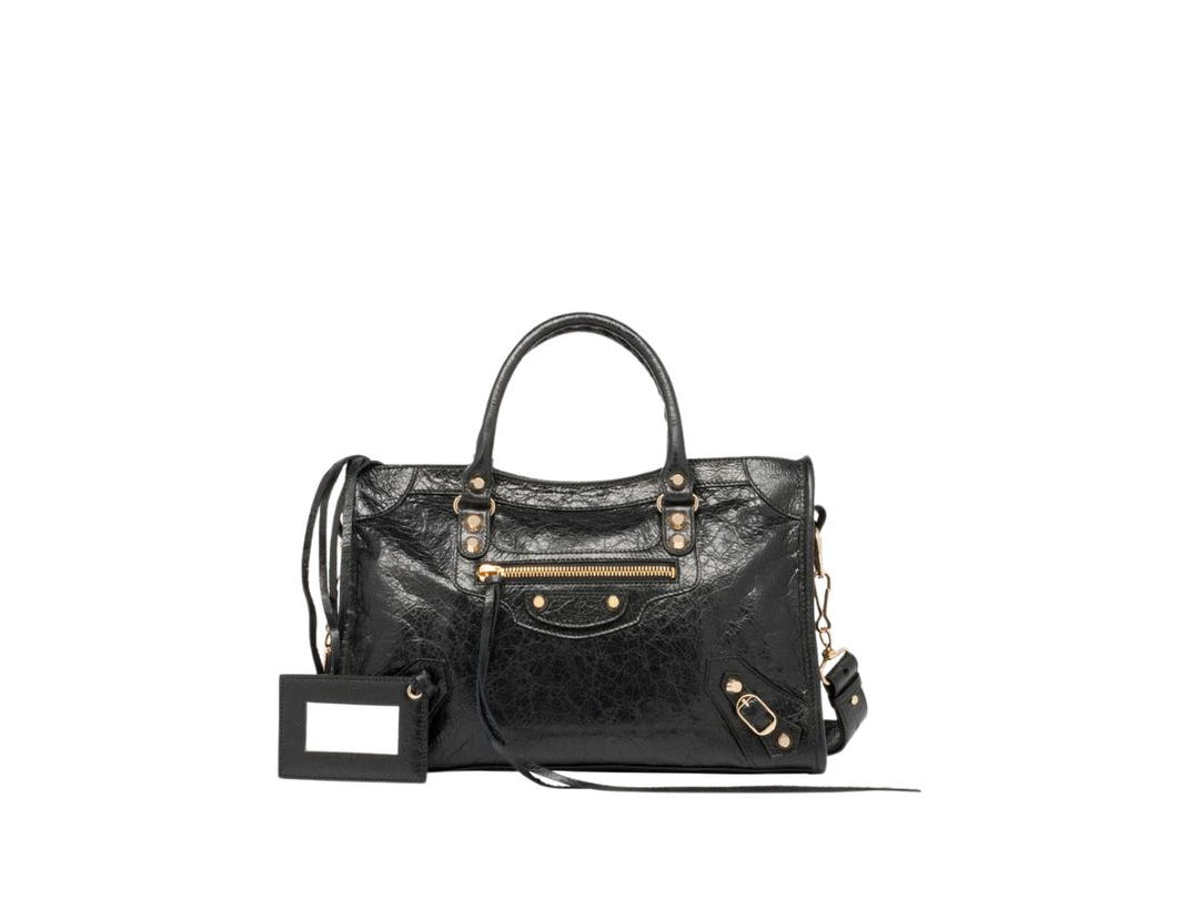 Balenciaga Balenciaga Classic City Small Handbag In Lambskin With Aged-Gold Hardware Black