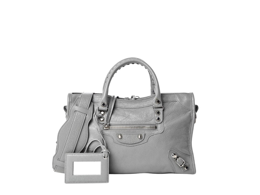 Balenciaga Balenciaga Classic Small City In Lambskin Leather With Silver Hardware Grey