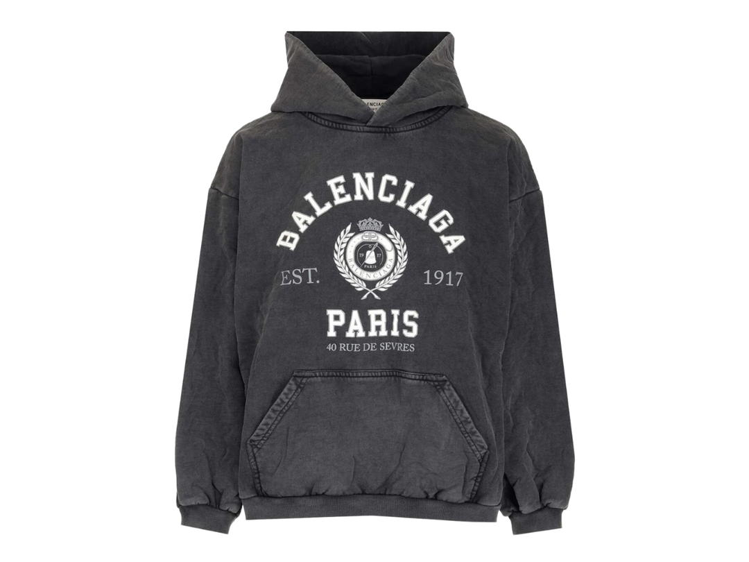 Balenciaga Balenciaga College Print Small Fit Hoodie Black