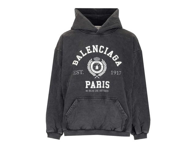 Balenciaga Balenciaga College Print Small Fit Hoodie Black - view 1