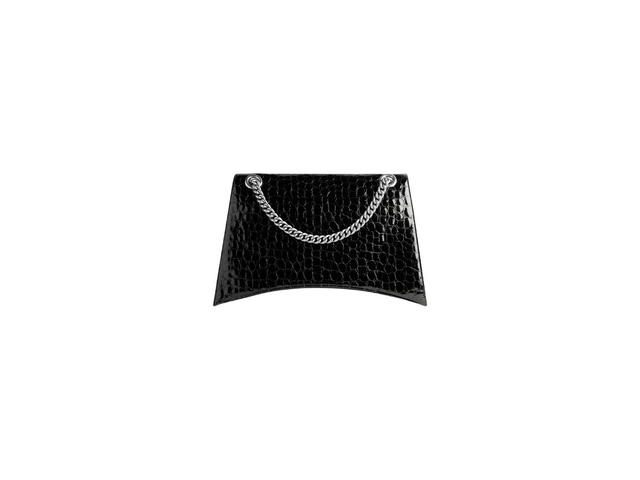 Balenciaga Balenciaga Crush Large Chain Bag In Black Patent Crocodile Embossed Calfskin With Aged-Silver Hardware - view 4