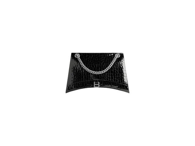 Balenciaga Balenciaga Crush Large Chain Bag In Black Patent Crocodile Embossed Calfskin With Aged-Silver Hardware - view 5