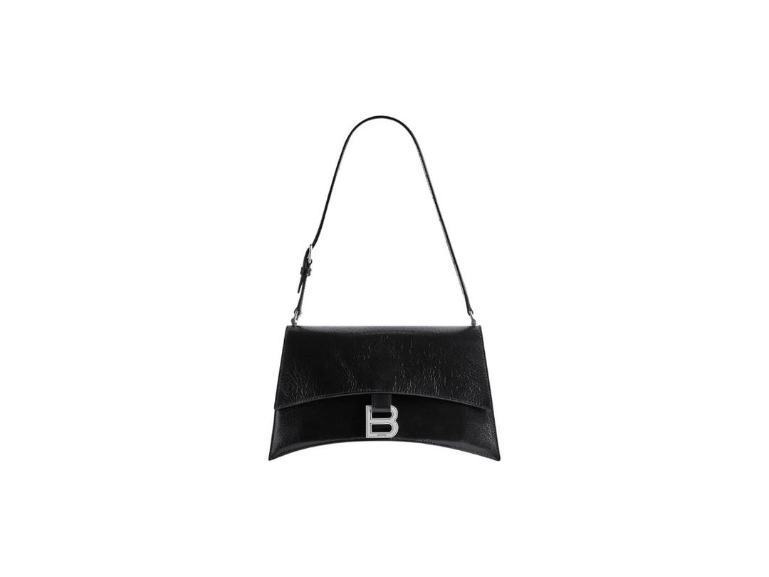 Balenciaga Balenciaga Crush Small Sling Bag In Black Paper Calfskin With Aged-Silver Hardware