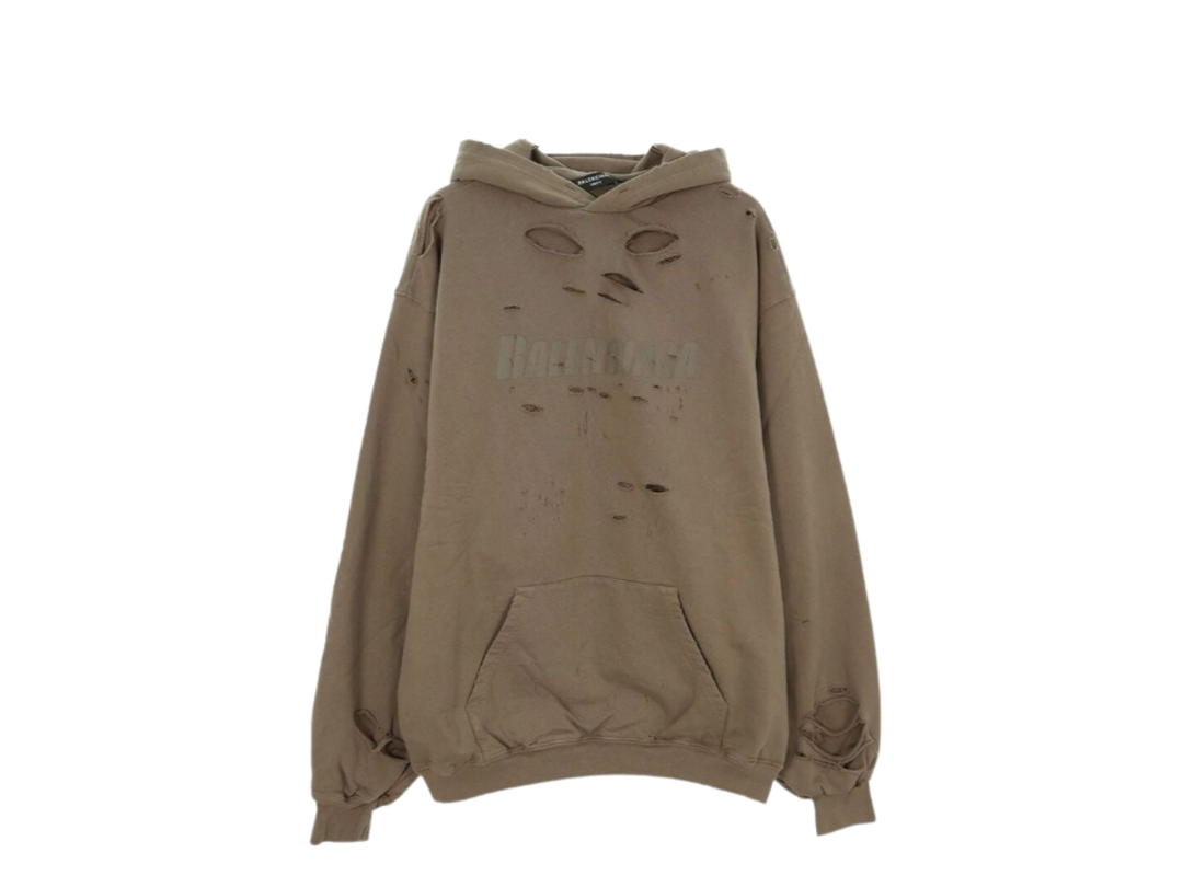 Balenciaga Balenciaga Destroyed Hoodie Brown