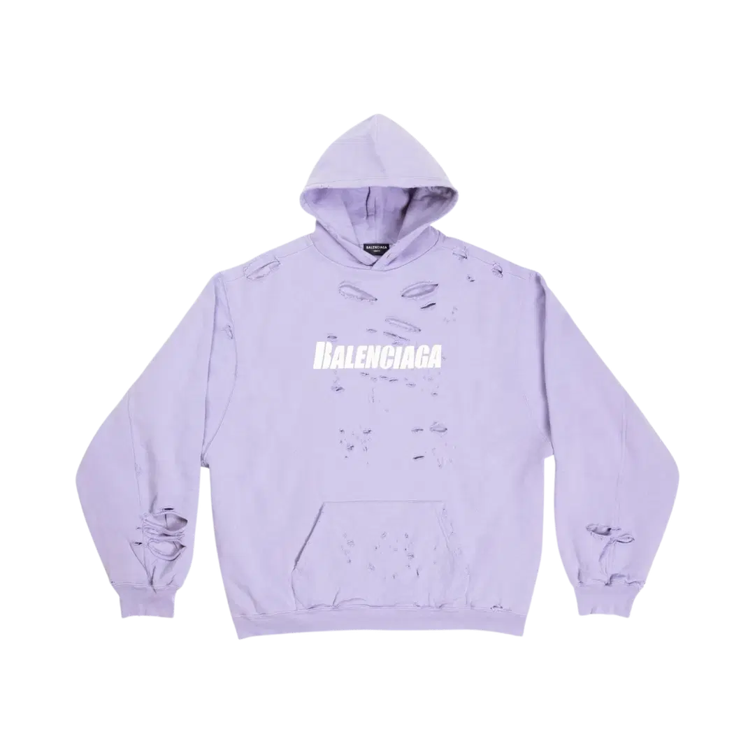 Balenciaga Balenciaga Destroyed Hoodie Light Purple White