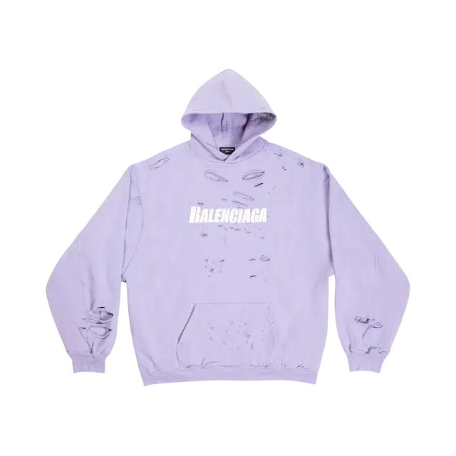 Balenciaga Balenciaga Destroyed Hoodie Light Purple White - view 2