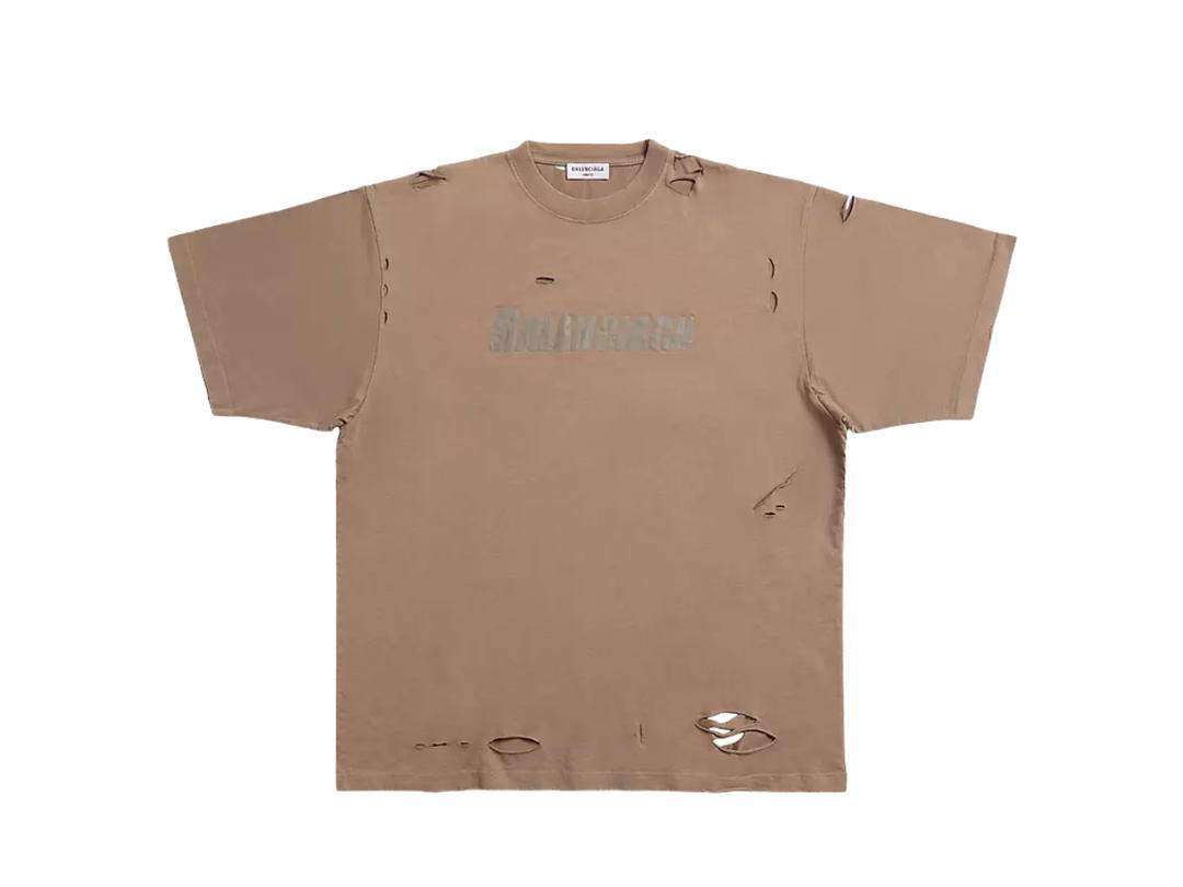 Balenciaga Balenciaga Destroyed T-shirt Boxy Fit Beige