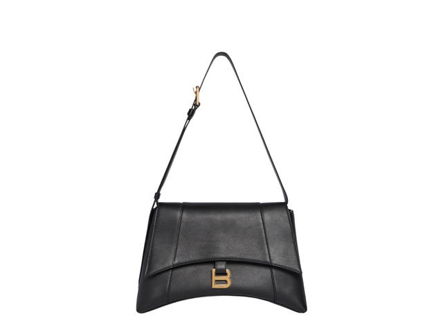 Balenciaga Balenciaga Downtown Medium Shoulder Bag In Semi Shiny Smooth Calfskin With Aged-Gold Hardware Black - view 1