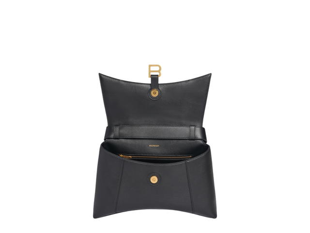 Balenciaga Balenciaga Downtown Medium Shoulder Bag In Semi Shiny Smooth Calfskin With Aged-Gold Hardware Black - view 3