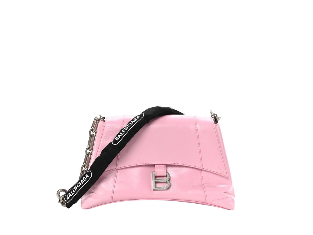 Balenciaga Balenciaga Downtown Small Bag In Pink Shiny Smooth Calfskin With Aged-Silver Hardware