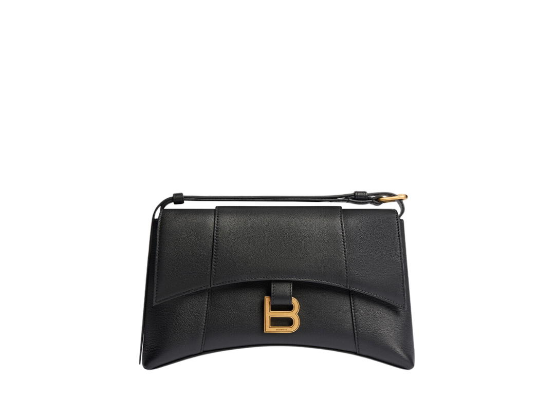 Balenciaga Balenciaga Downtown XS Shoulder Bag In Black Semi Shiny Smooth Calfskin With Aged-Gold Hardware