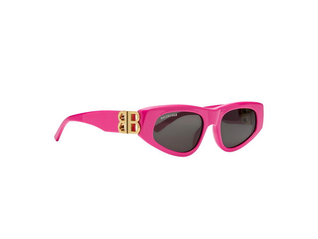 Balenciaga Balenciaga Dynasty D-Frame Sunglasses In Bright Pink Acetate With Grey Lenses Gold Hardware - view 2