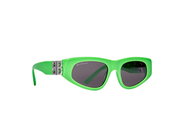 Balenciaga Balenciaga Dynasty D-Frame Sunglasses In Neon Green Acetate With Grey Lenses Silver Hardware - view 2