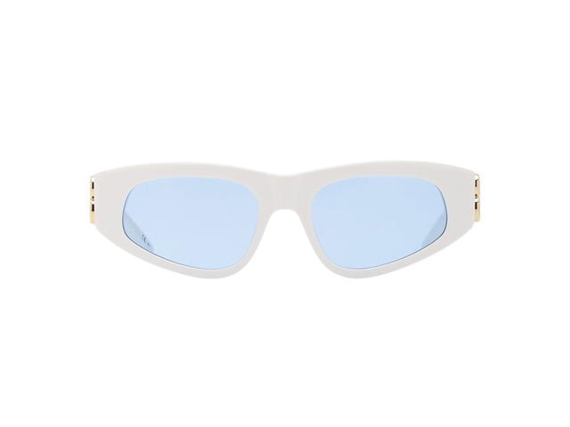 Balenciaga Balenciaga Dynasty D-Frame Sunglasses In White With Blue Lenses Gold Hardware - view 1