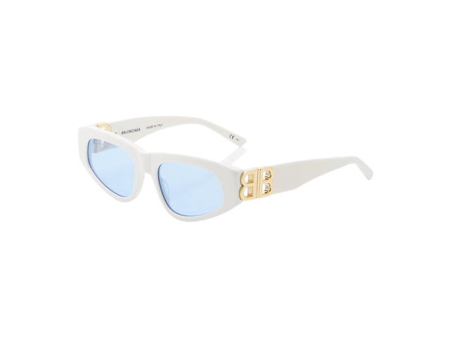 Balenciaga Balenciaga Dynasty D-Frame Sunglasses In White With Blue Lenses Gold Hardware - view 2