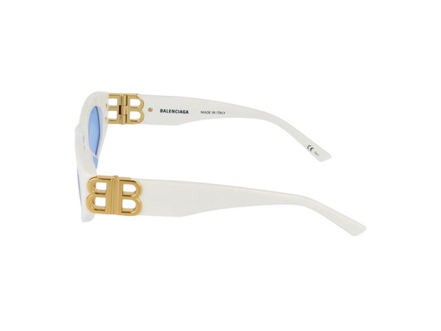 Balenciaga Balenciaga Dynasty D-Frame Sunglasses In White With Blue Lenses Gold Hardware - view 3
