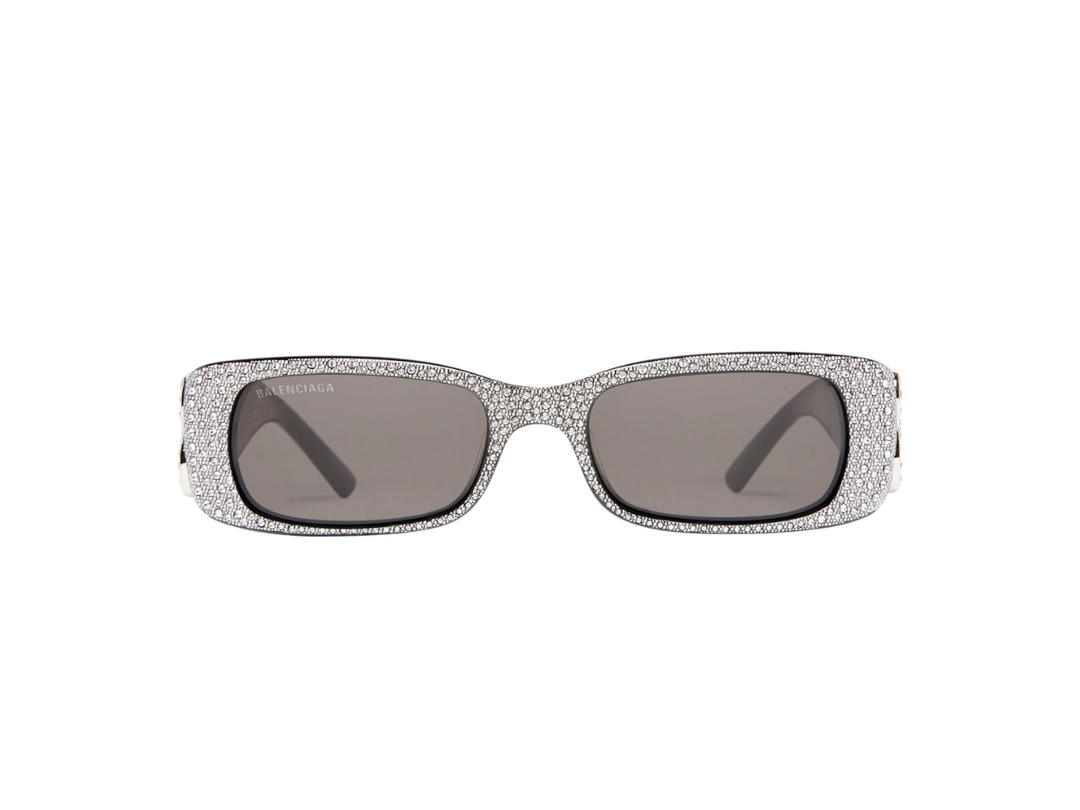 Balenciaga Balenciaga Dynasty Rectangle Sunglasses In Black Acetate And Rhinestones With Grey Lenses