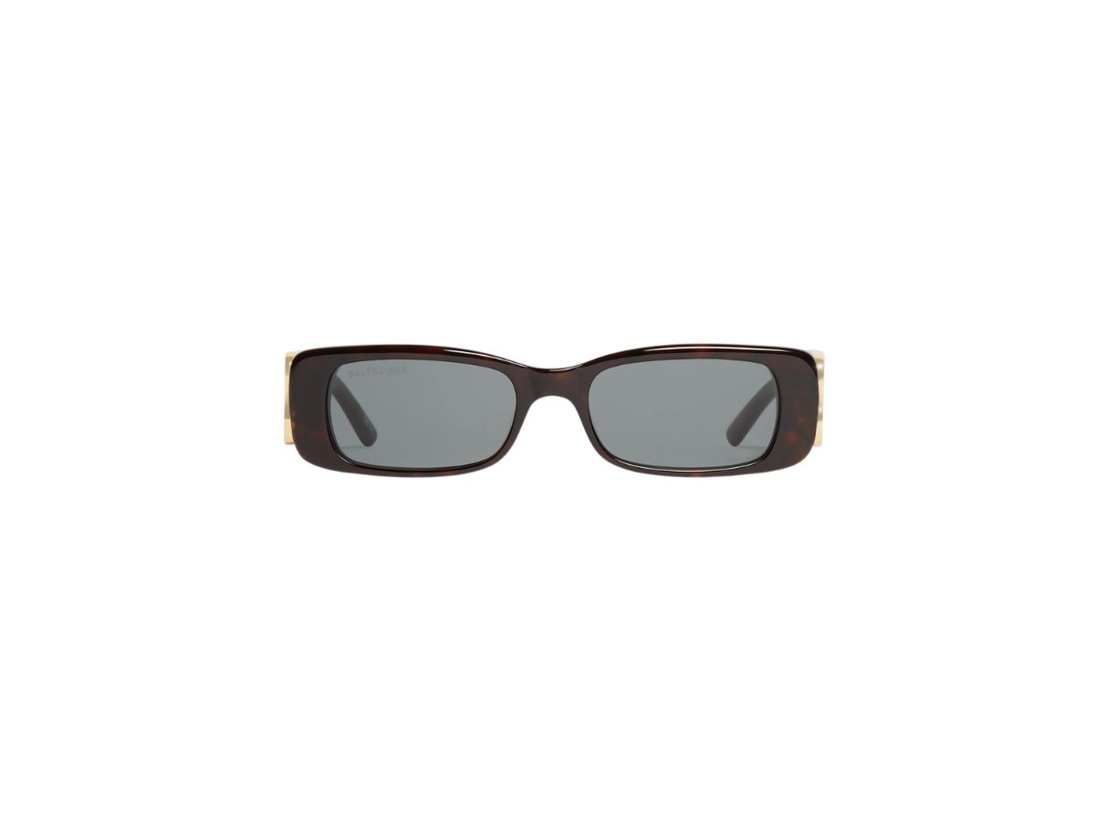 Balenciaga Balenciaga Dynasty Rectangle Sunglasses In Dark Havana Acetate With Grey Lenses