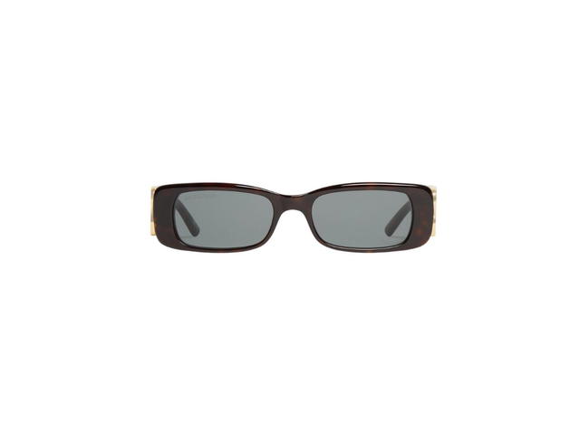 Balenciaga Balenciaga Dynasty Rectangle Sunglasses In Dark Havana Acetate With Grey Lenses - view 1