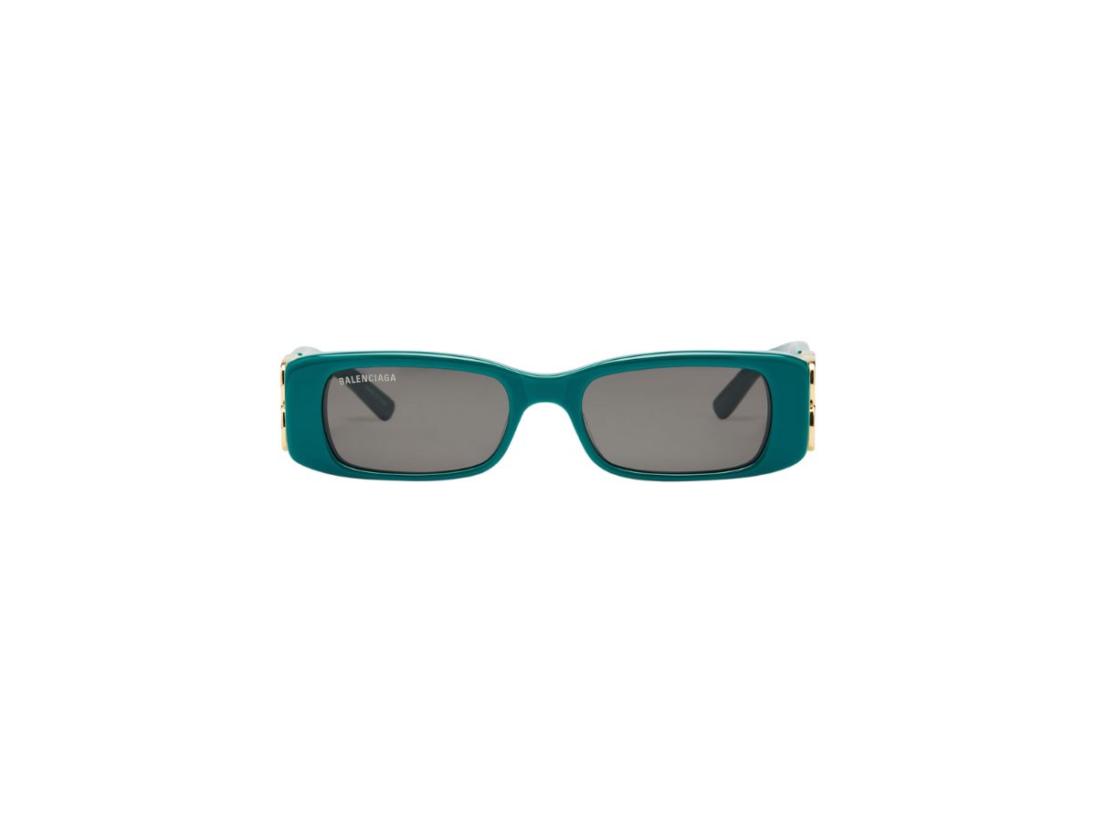 Balenciaga Balenciaga Dynasty Rectangle Sunglasses In Green Acetate With Grey Lenses