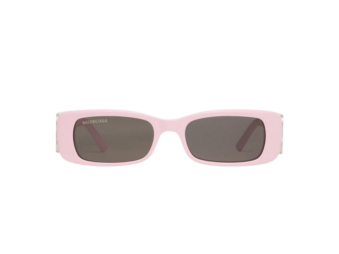 Balenciaga Balenciaga Dynasty Rectangle Sunglasses In Pink Acetate With Grey Lenses Silver Toned Hardware