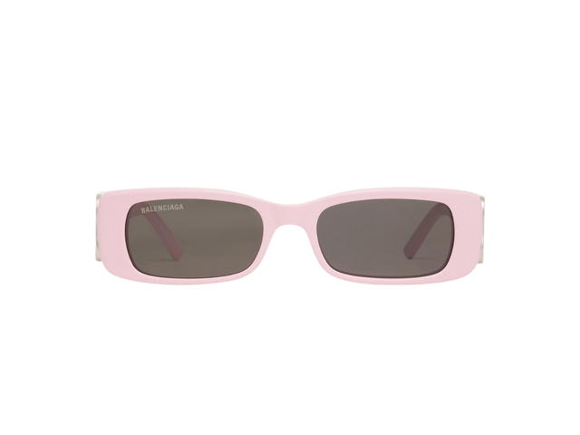 Balenciaga Balenciaga Dynasty Rectangle Sunglasses In Pink Acetate With Grey Lenses Silver Toned Hardware - view 1