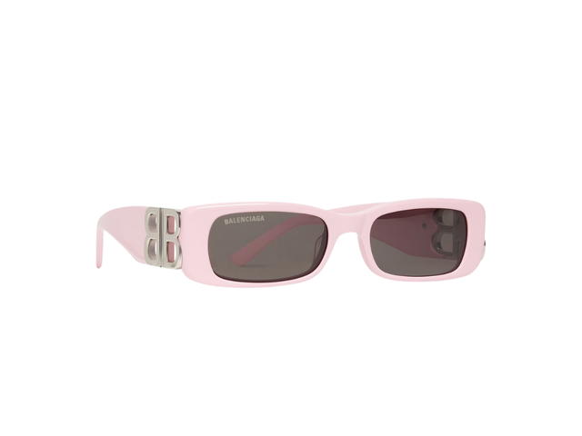 Balenciaga Balenciaga Dynasty Rectangle Sunglasses In Pink Acetate With Grey Lenses Silver Toned Hardware - view 2