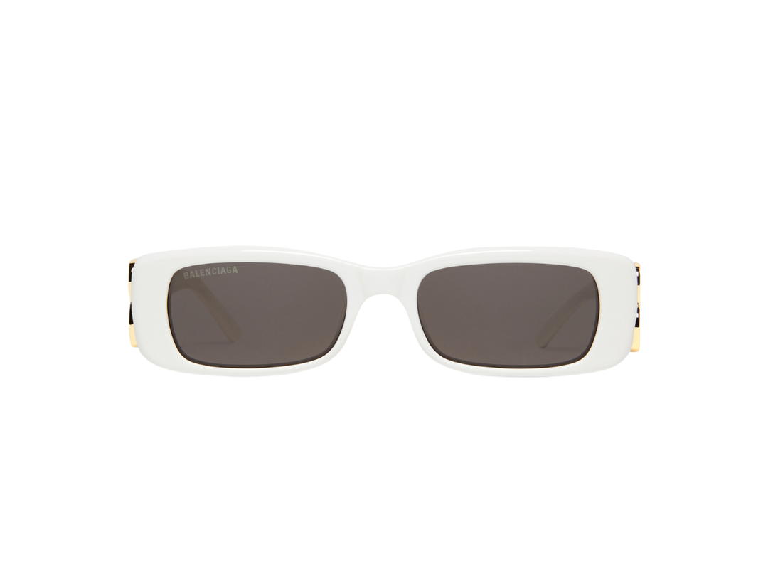 Balenciaga Balenciaga Dynasty Rectangle Sunglasses In White Acetate With Grey Lenses Gold Toned Hardware