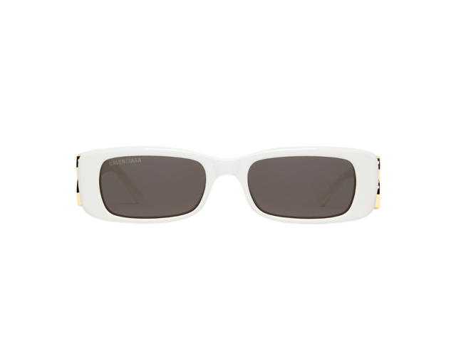 Balenciaga Balenciaga Dynasty Rectangle Sunglasses In White Acetate With Grey Lenses Gold Toned Hardware - view 1